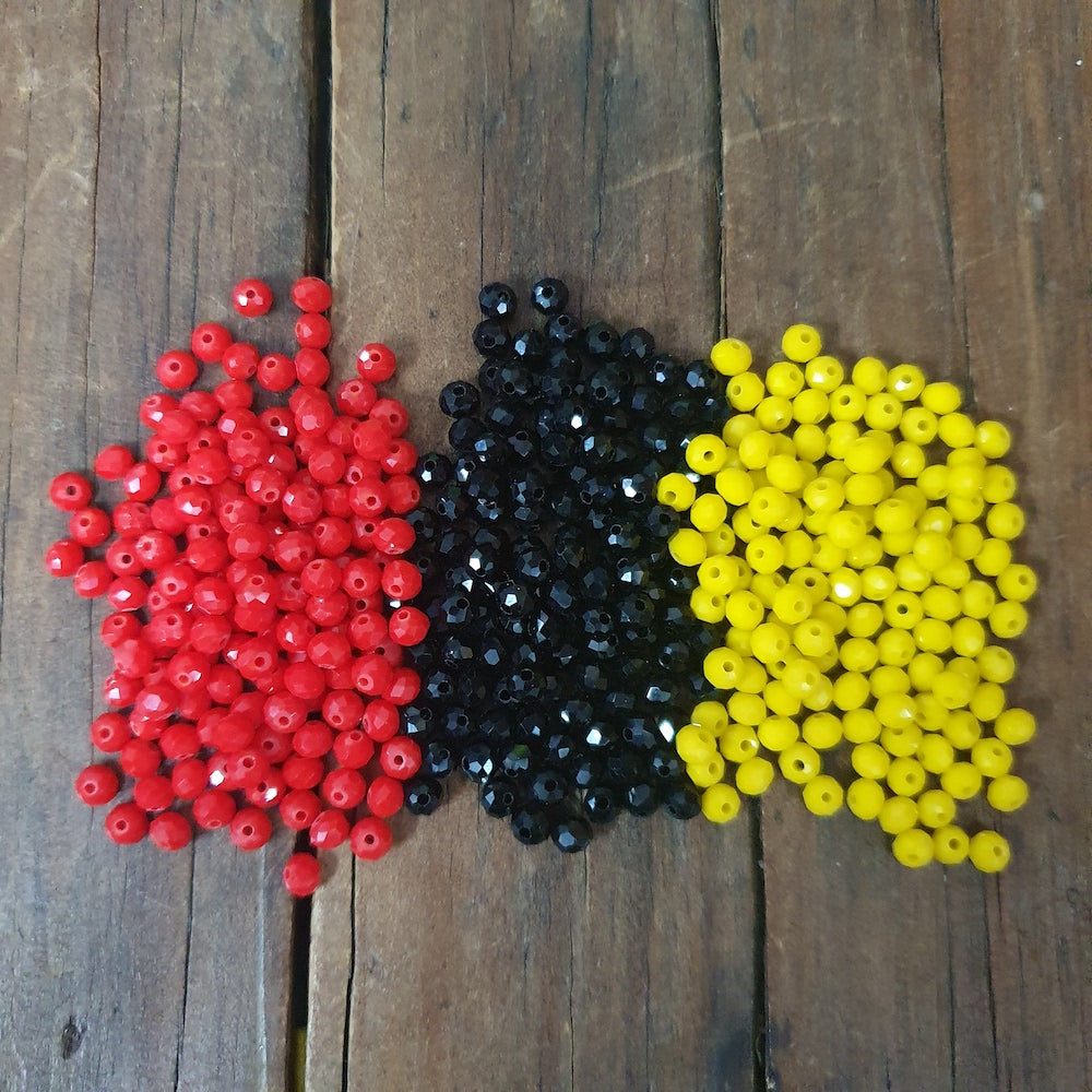 4mm Glass Faceted Beads (approx. 400 beads) - NAIDOC Aboriginal Supplies