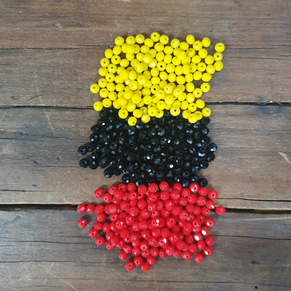 4mm Glass Faceted Beads (approx. 400 beads) - NAIDOC Aboriginal Supplies