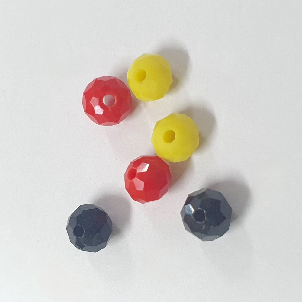 6mm Glass Faceted Beads (approx. 270 beads) - NAIDOC Aboriginal Supplies