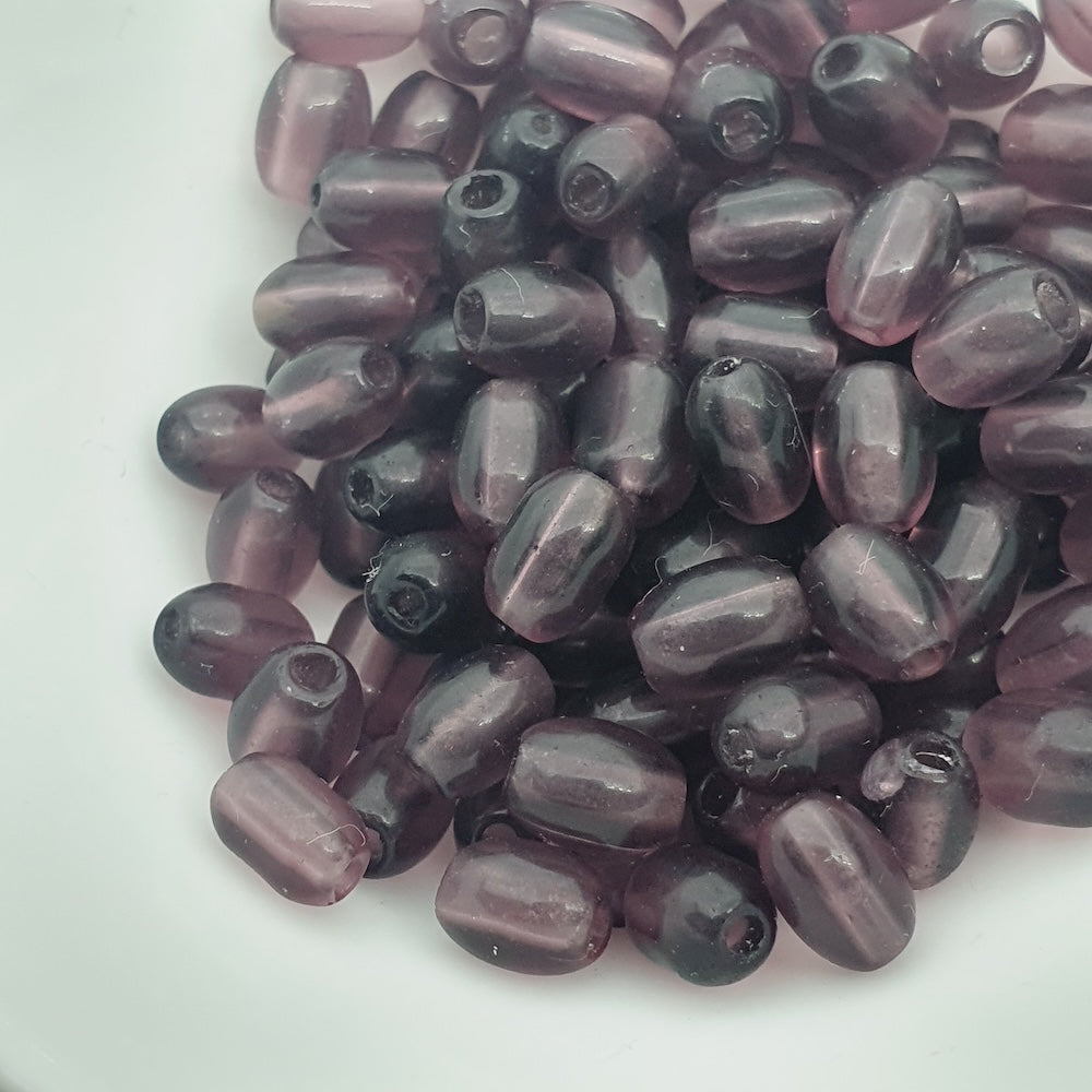 7x4mm Rice (100) - Transparent Amethyst - Glass Bead