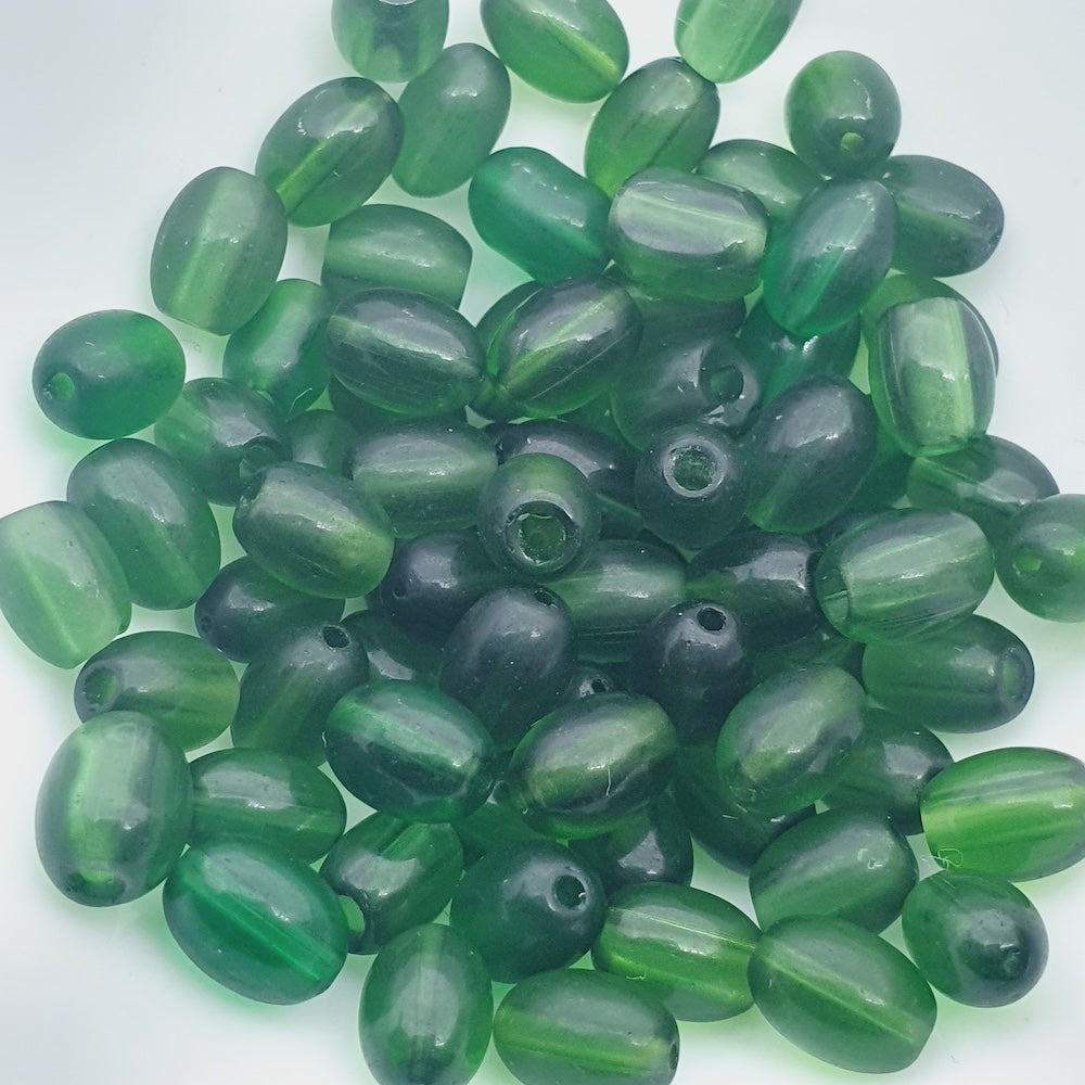 7x4mm Rice (100) - Transparent Dark Green - Glass Bead
