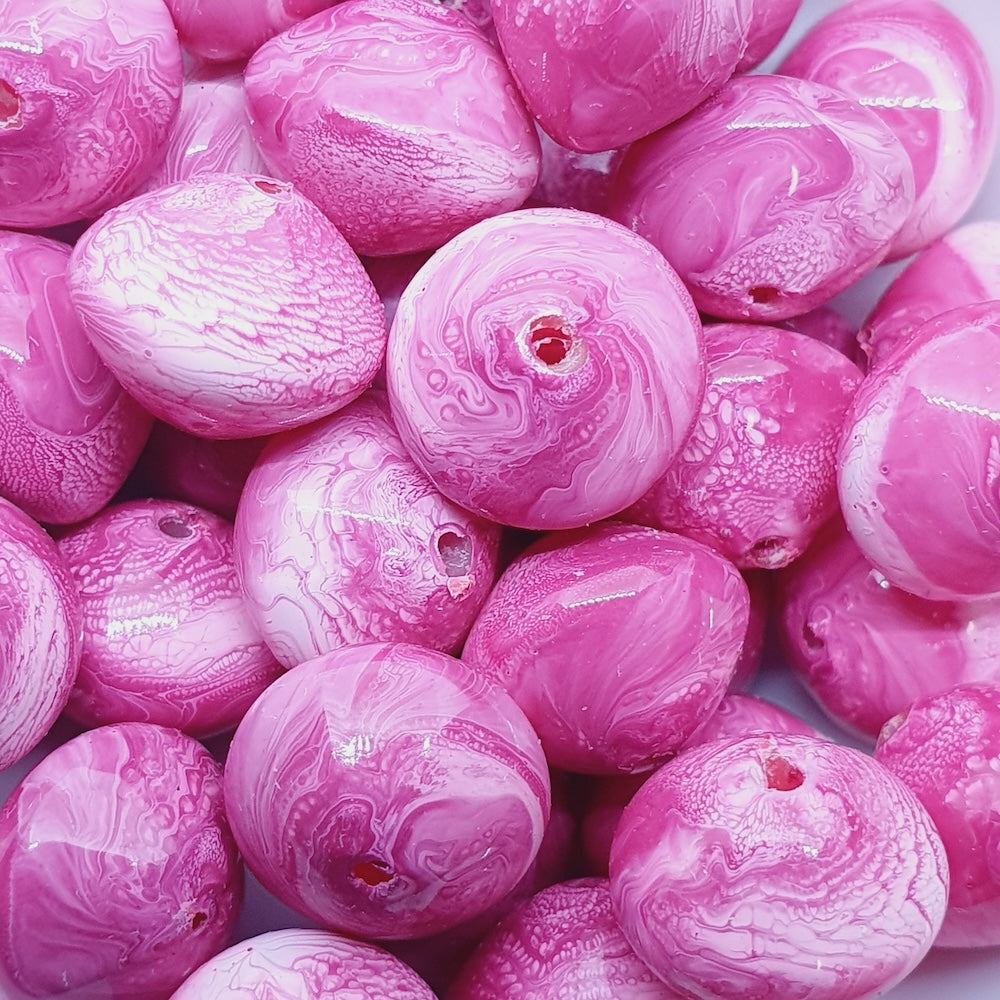 10x12mm Rondelle (50) - Pink - Vintage Pastel Marbled Effect Beads