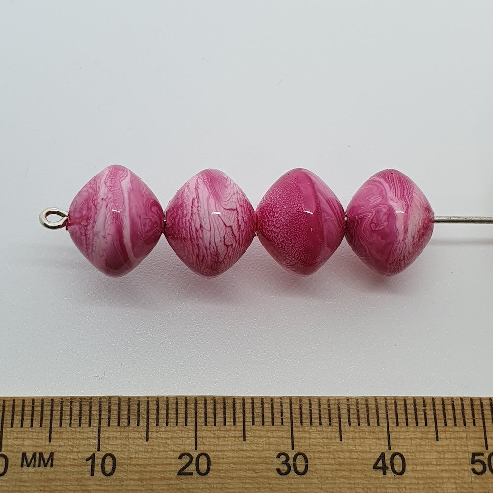 10x12mm Rondelle (50) - Pink - Vintage Pastel Marbled Effect Beads