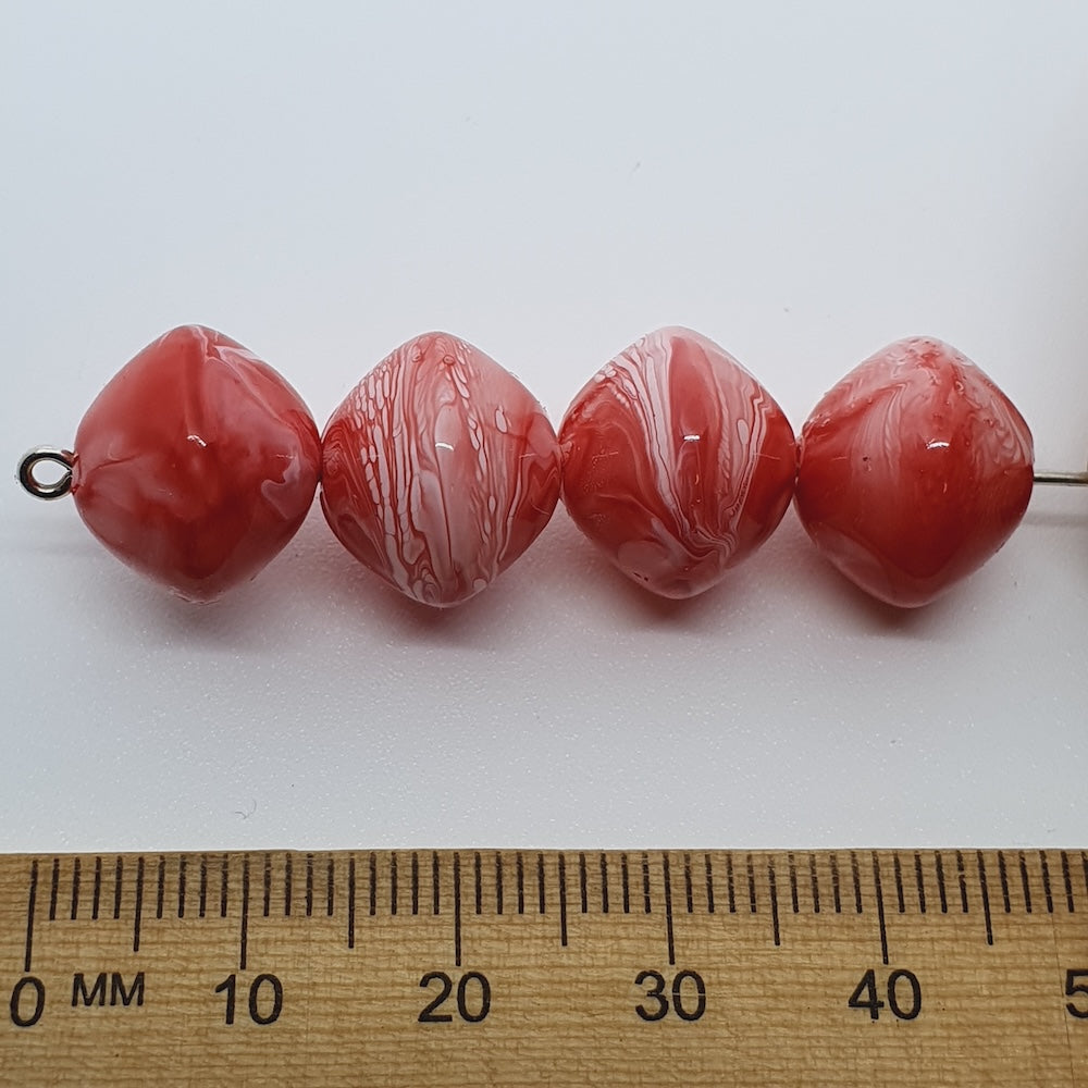 12x14mm Rondelle (25) - Watermelon - Vintage Pastel Marbled Effect Beads