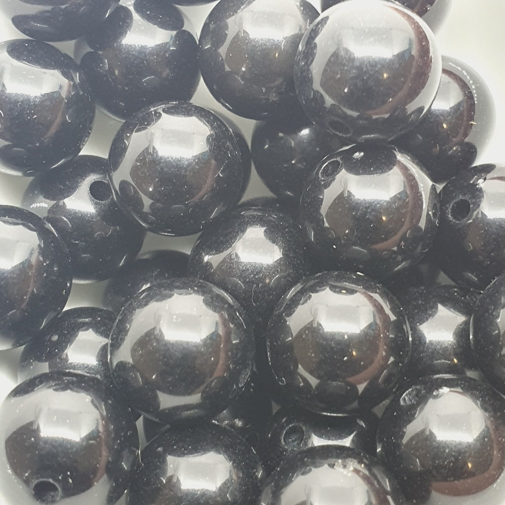 10mm Round Vintage Lucite Beads (25) - Black