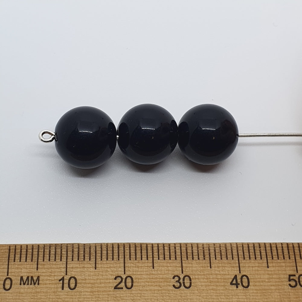 10mm Round Vintage Lucite Beads (25) - Black