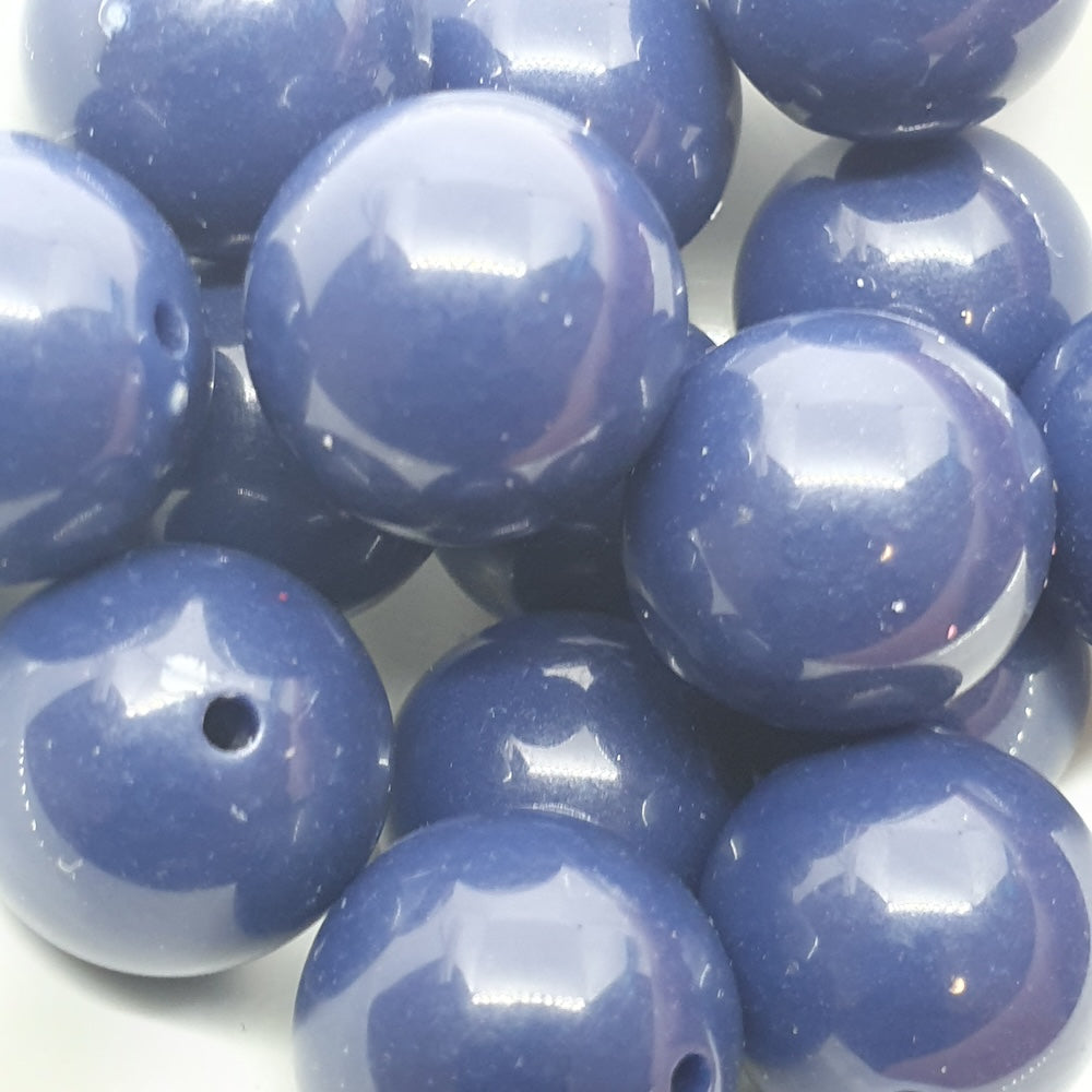 16mm Round Vintage Lucite Beads (10) - Navy Blue