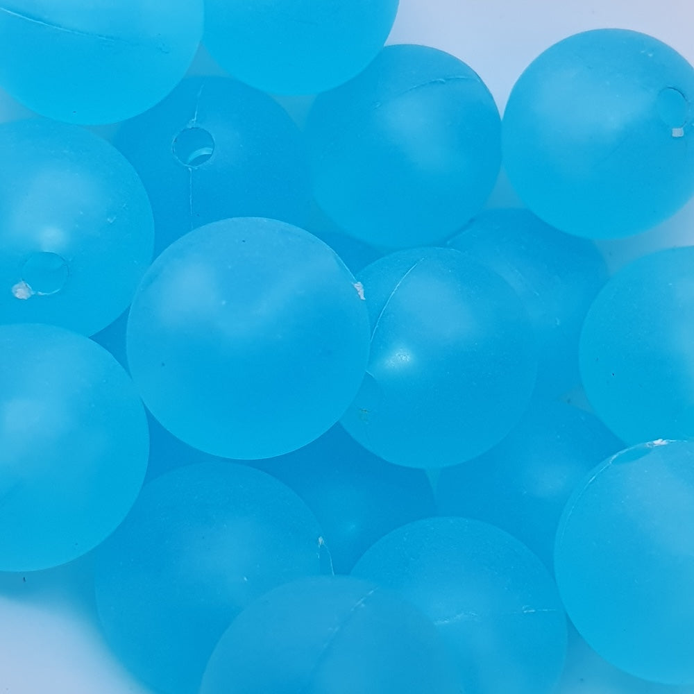 14mm Round (25) - Aqua Frosted - Vintage Acrylic Beads