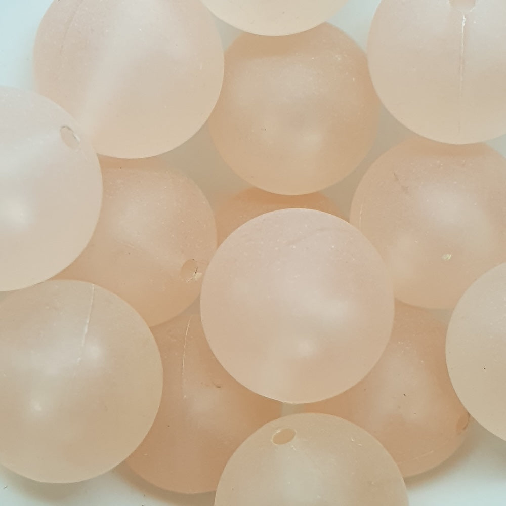 16mm Round (25) - Light Peach Frosted - Vintage Acrylic Beads