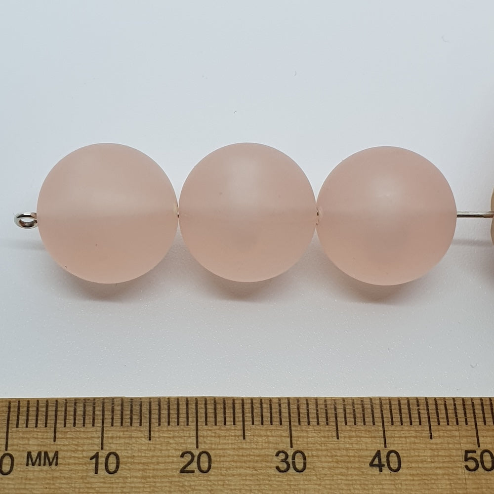 16mm Round (25) - Light Peach Frosted - Vintage Acrylic Beads