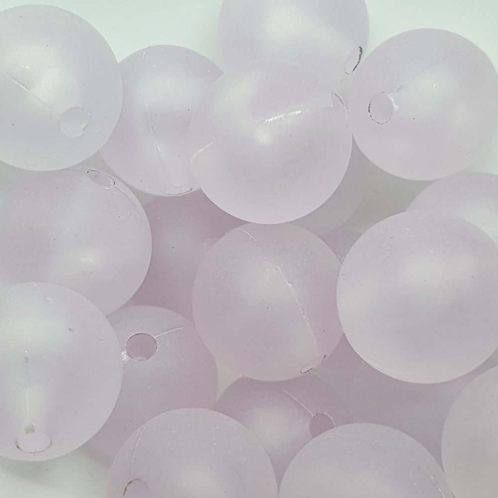 14mm Round (25) - Light Purple Frosted - Vintage Acrylic Beads