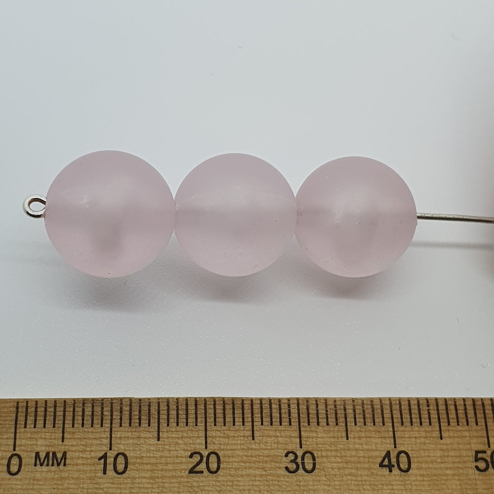 14mm Round (25) - Light Pink Frosted - Vintage Acrylic Beads