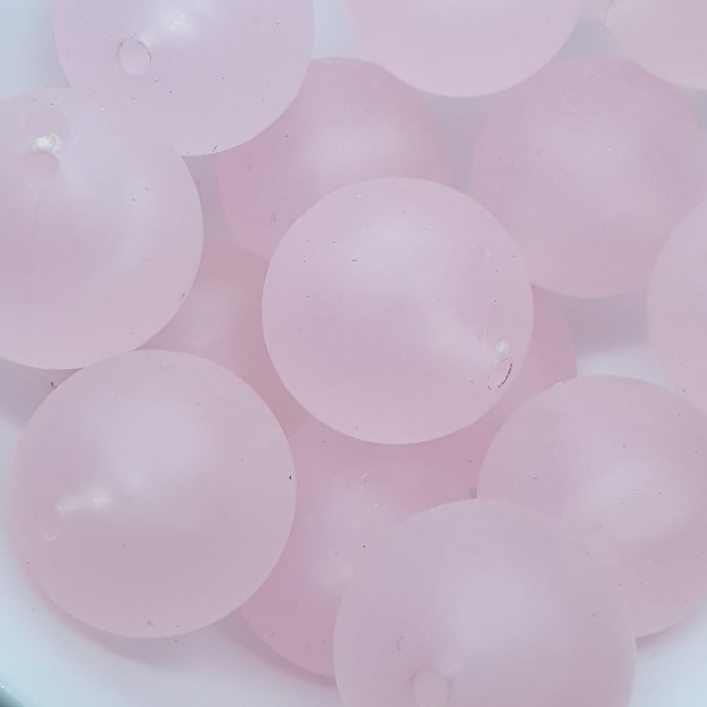 16mm Round (25) - Light Pink Frosted - Vintage Acrylic Beads