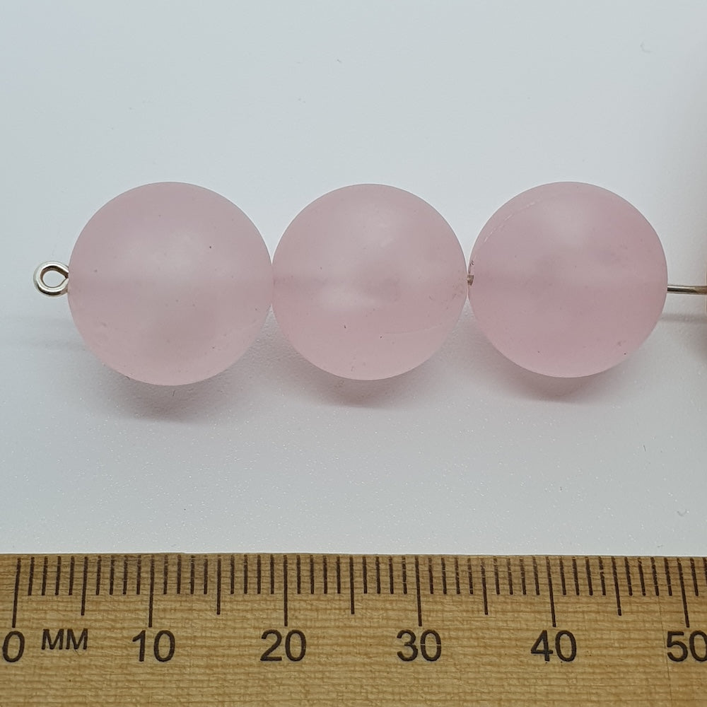16mm Round (25) - Light Pink Frosted - Vintage Acrylic Beads
