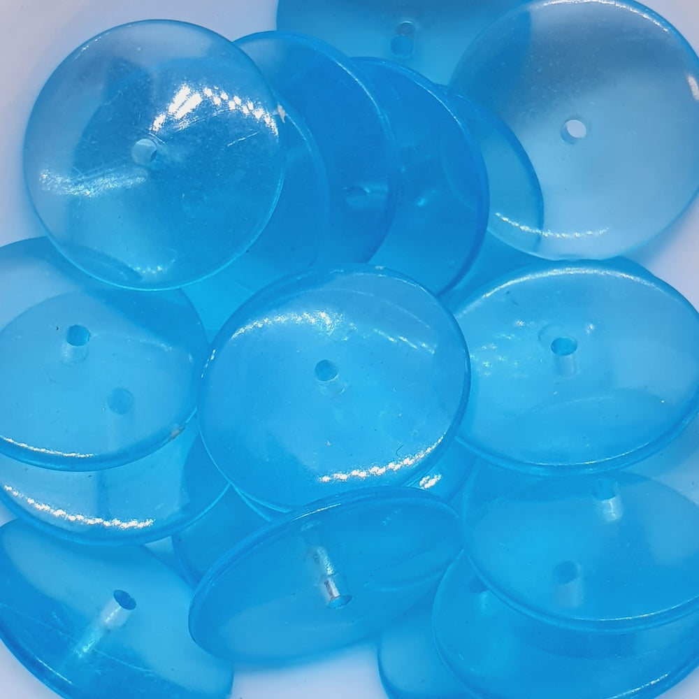 4x18mm Spacer Disc (25) - Aqua Blue Transparent - Vintage Acrylic Beads