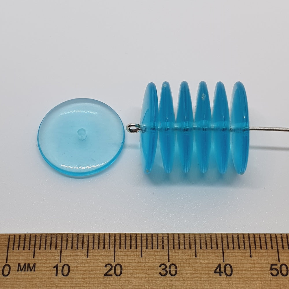 4x18mm Spacer Disc (25) - Aqua Blue Transparent - Vintage Acrylic Beads