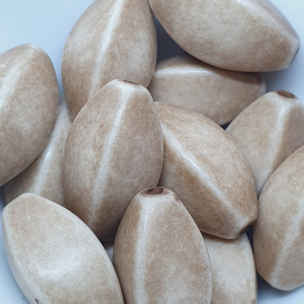 4 Sided Oval (10) - Taupe - Vintage Lucite Beads - Bead Shack