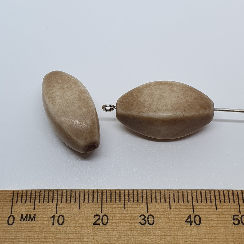 4 Sided Oval (10) - Taupe - Vintage Lucite Beads - Bead Shack