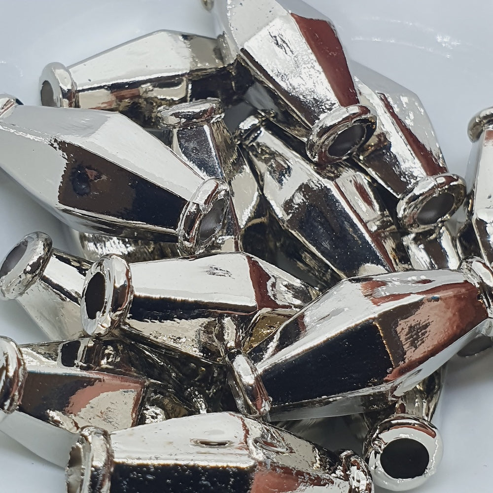 21x12mm Bicone (10) - Silver - Vintage Metalised Beads