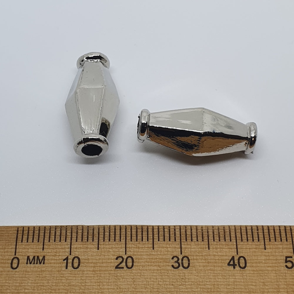 21x12mm Bicone (10) - Silver - Vintage Metalised Beads