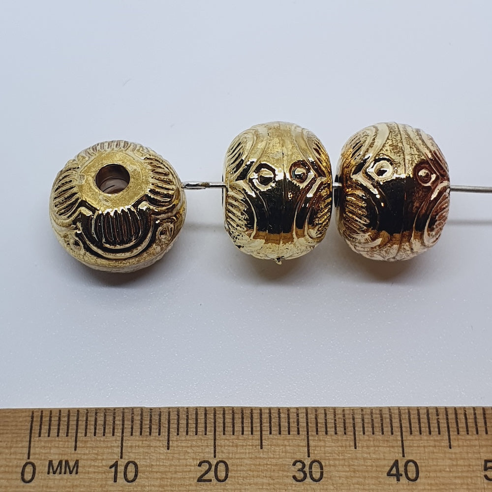 13x16mm Rondelle (10) - Antique Gold - Vintage Metalised Beads