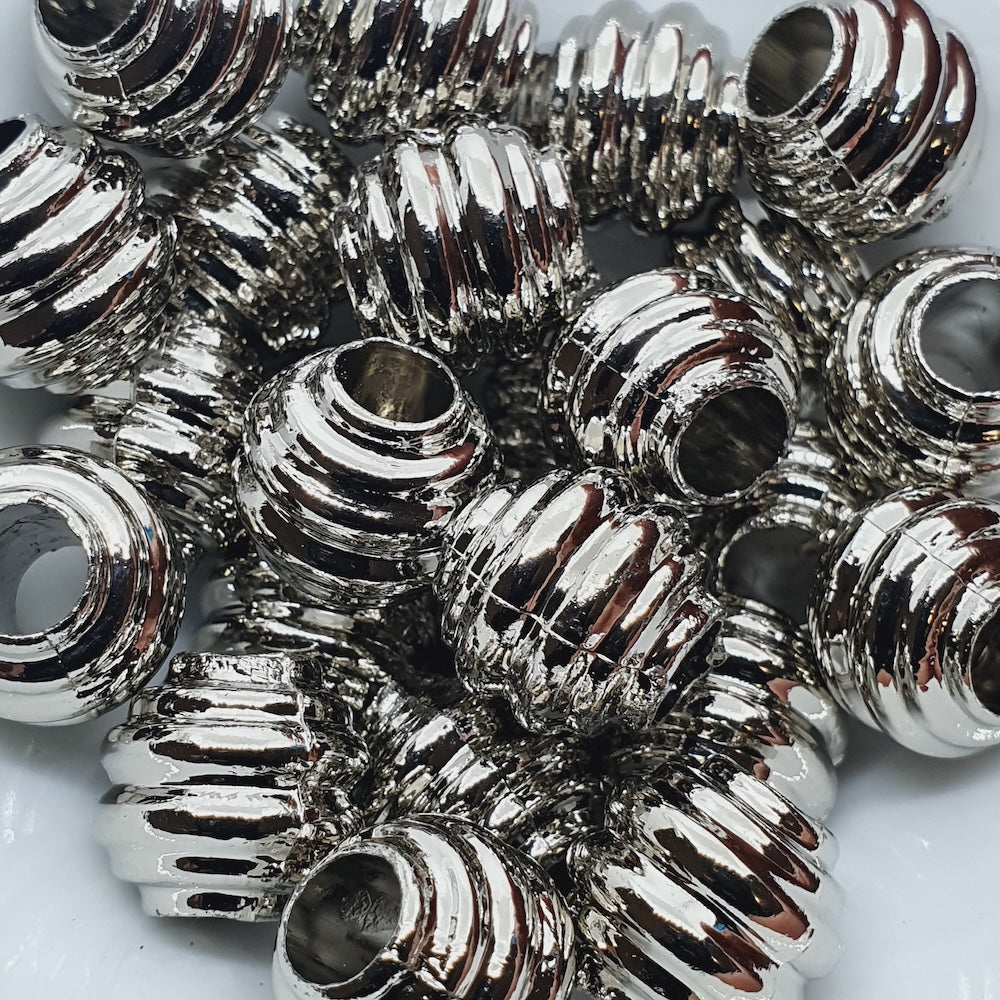 10mm Round (10) - Silver - Vintage Metalised Beads