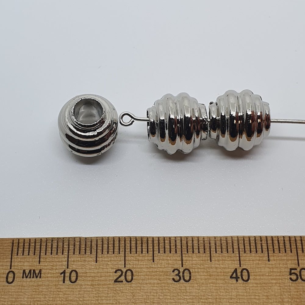 10mm Round (10) - Silver - Vintage Metalised Beads