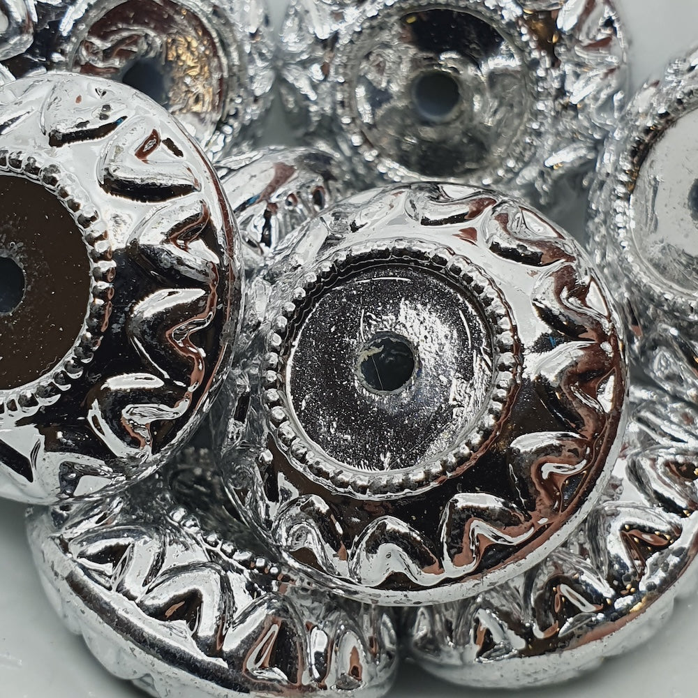 11x25mm Wheel (10) - Silver - Vintage Metalised Beads