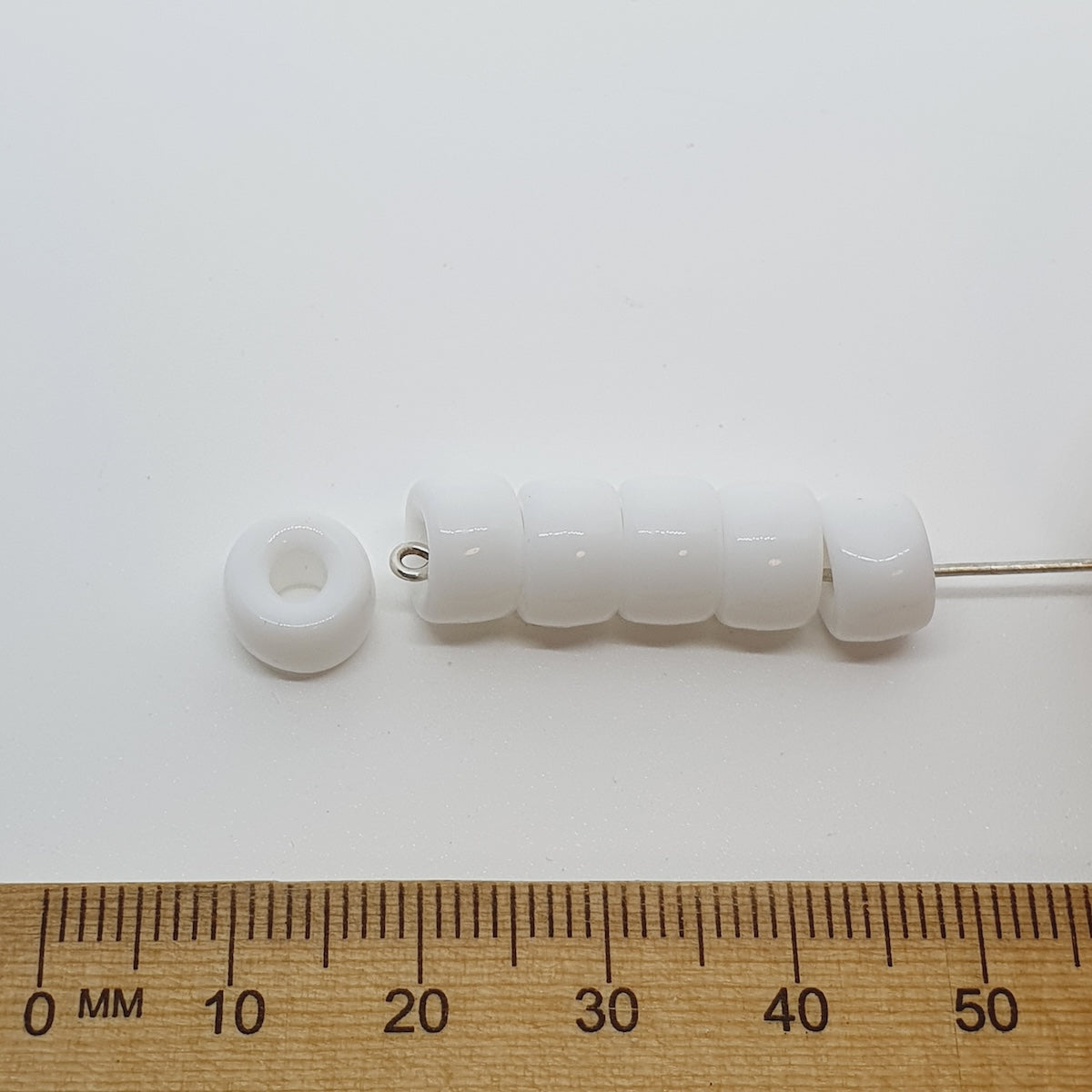 9mm Pony (50) - White Opaque - Vintage Czech Glass Beads