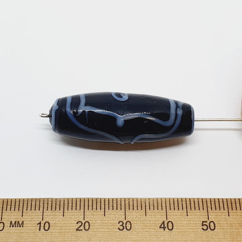 35mm Dzi Tibetan River Stone Bead (5) - Black