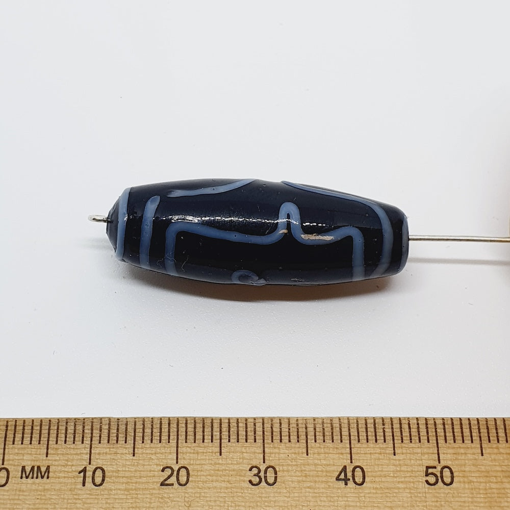 35mm Dzi Tibetan River Stone Bead (5) - Black