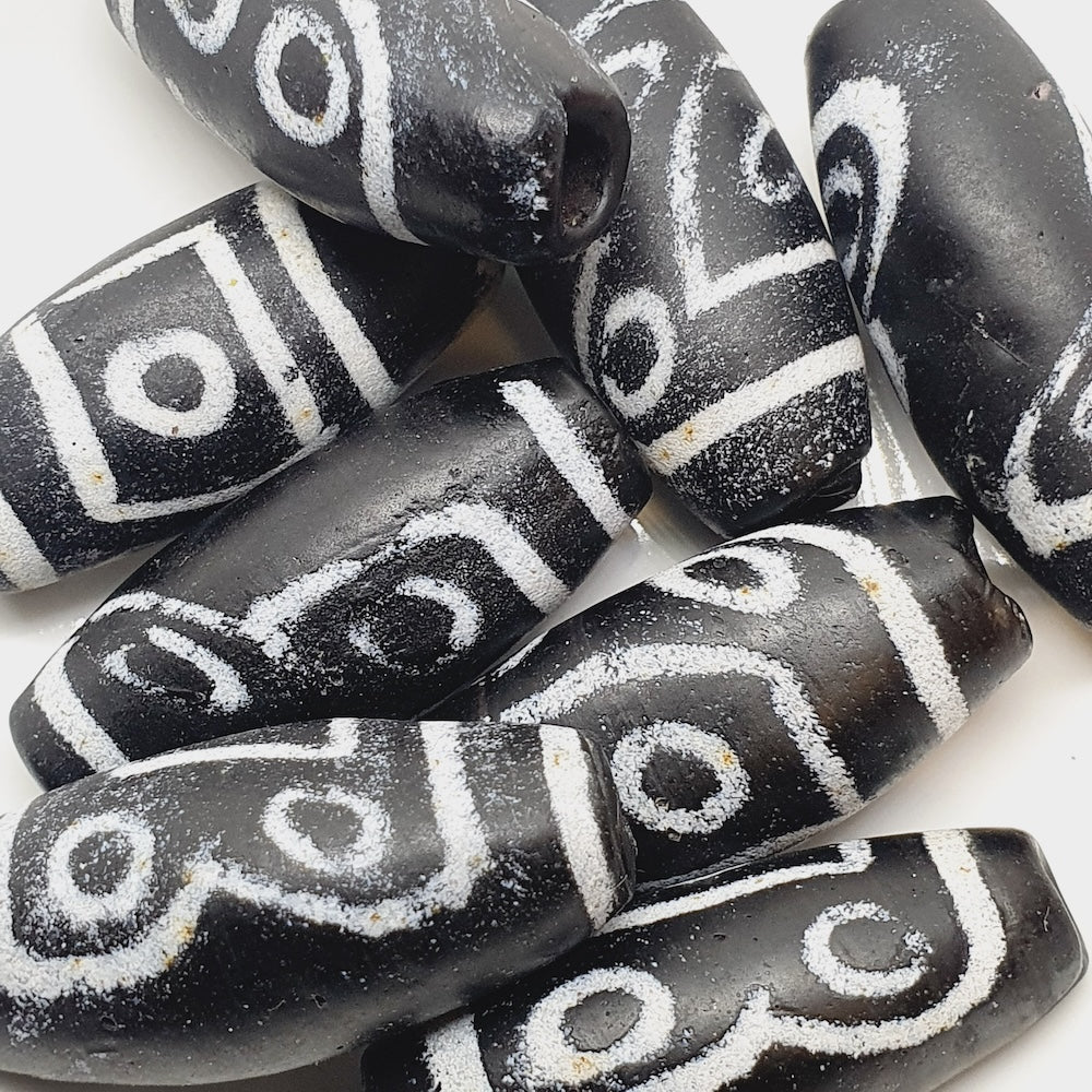 35x15mm Oval Tibetan River Stone - Matte (5) - Indian Glass Vintage Beads