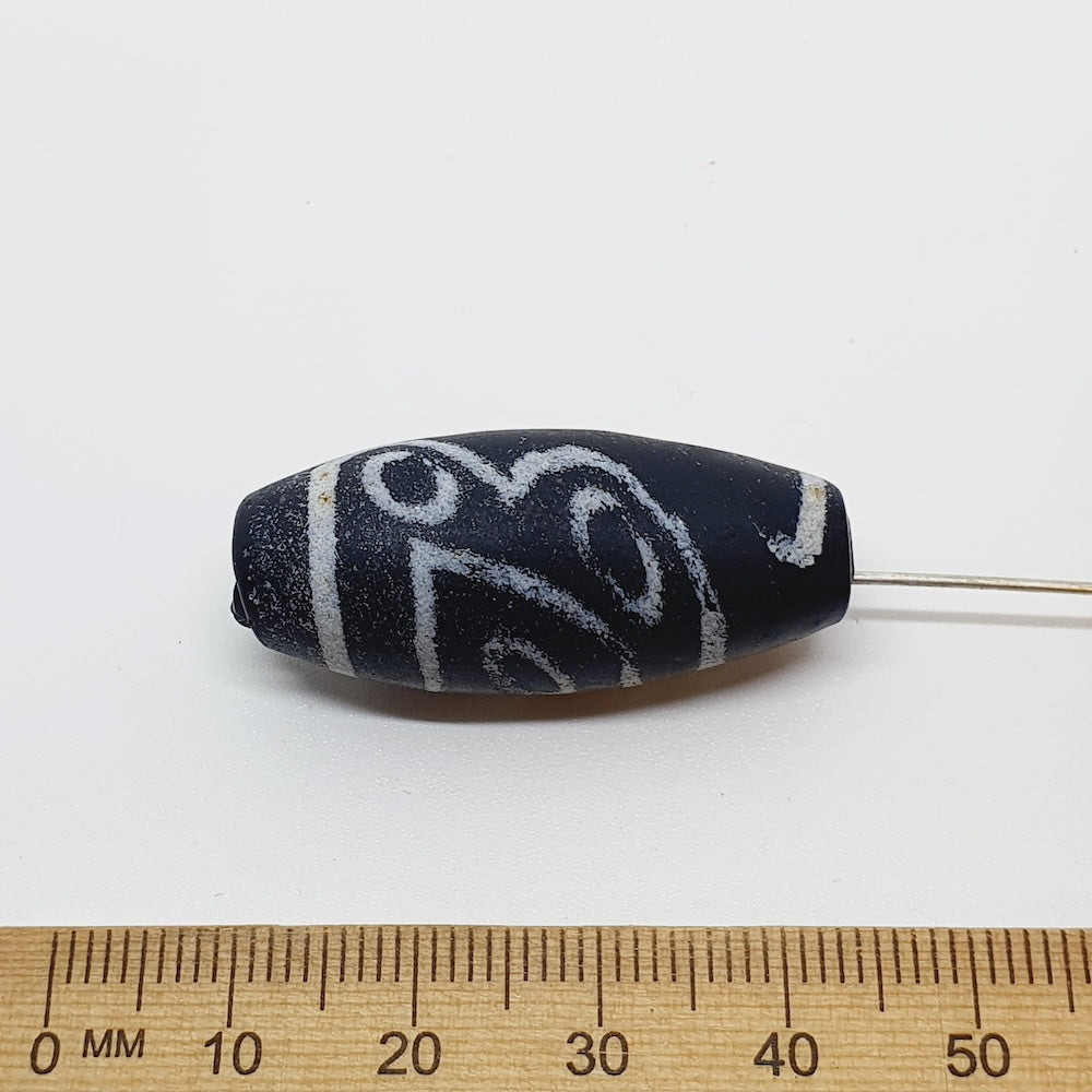 35x15mm Oval Tibetan River Stone - Matte (5) - Indian Glass Vintage Beads