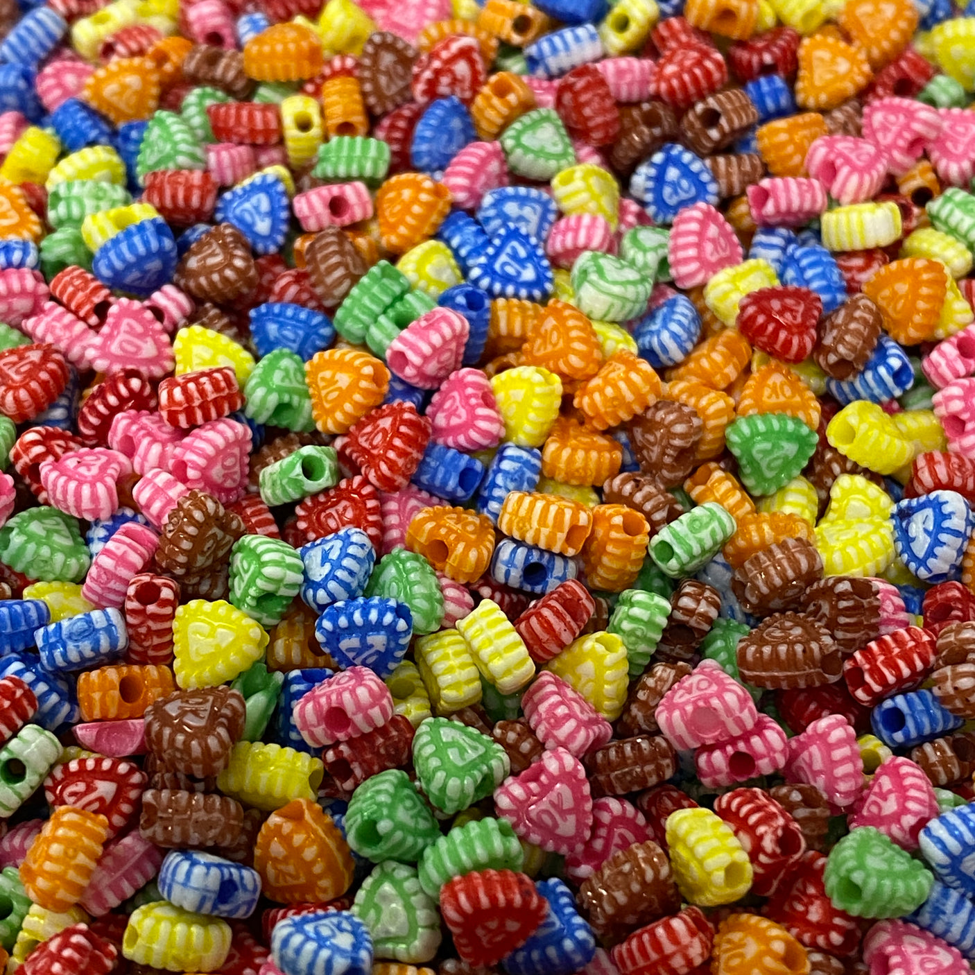 Heart Beads - White/Mixed (100)