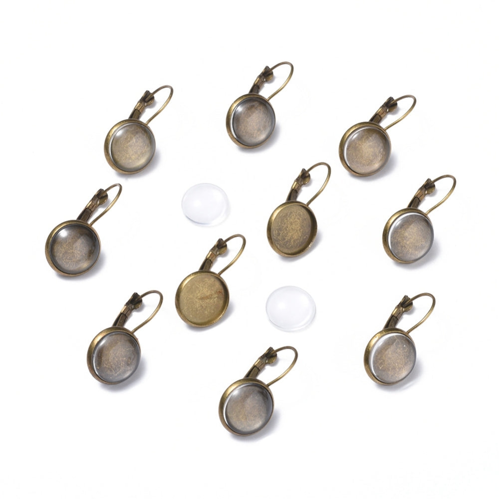 Ear Wires w. Glass Dome (2) - Ancient Gold