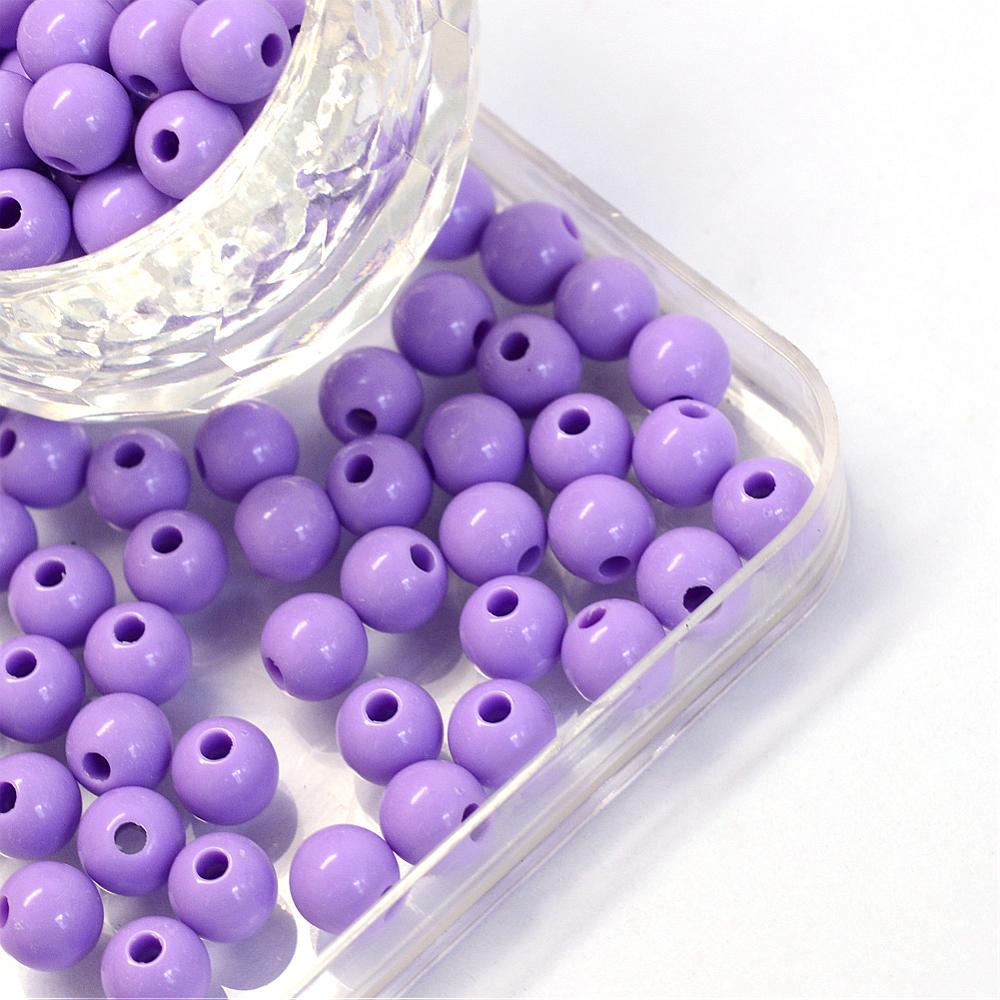 6mm Light Purple Opaque (100) - Round Acrylic Beads