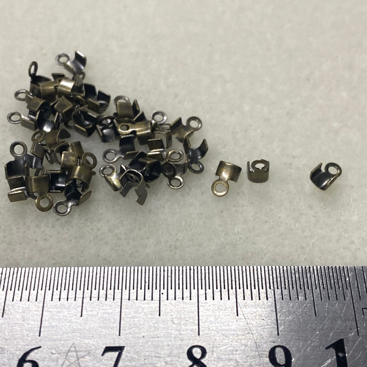 2mm Fold-Over End Crimp (50) - Ancient Gold