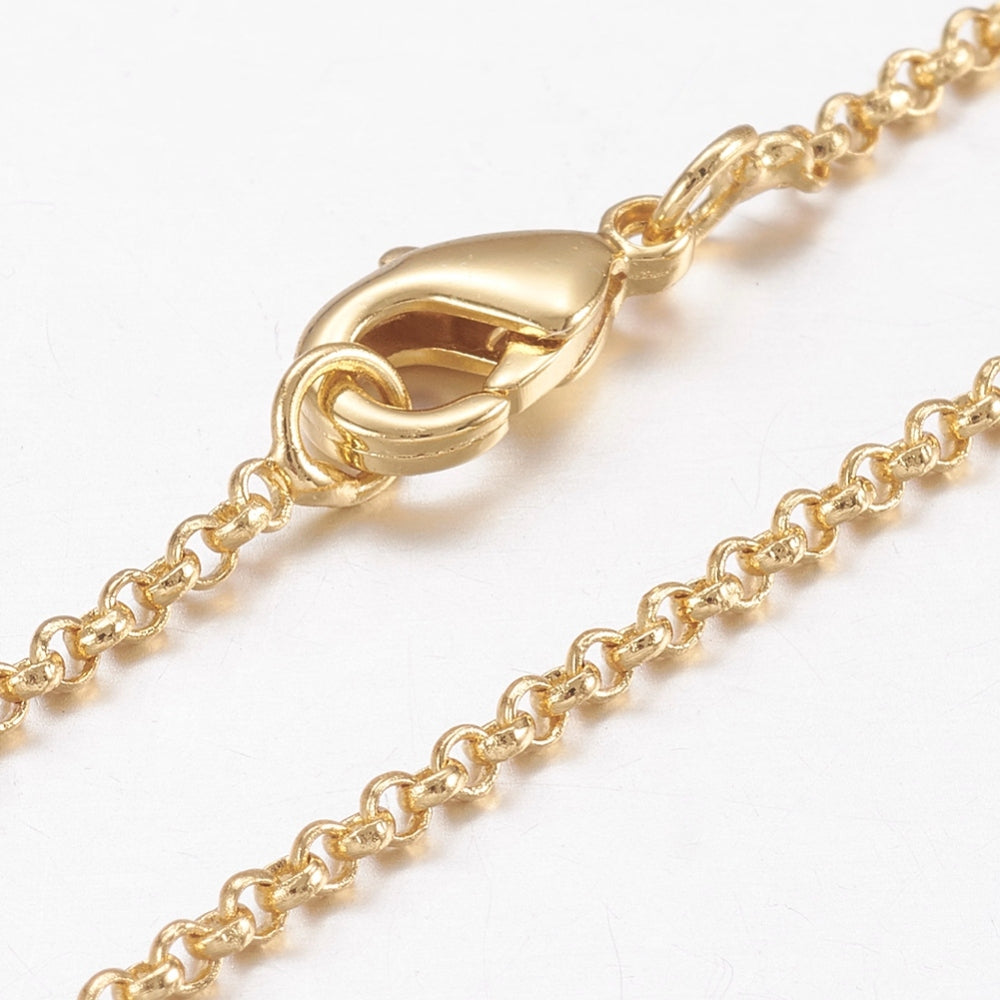 44.5cm Brass Cross Rolo Chain - 18kt Gold Plated