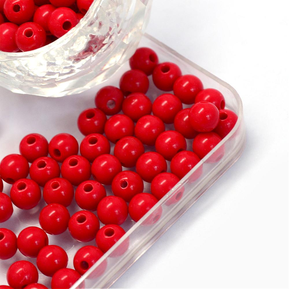 6mm Red Opaque (100) - Round Acrylic Beads