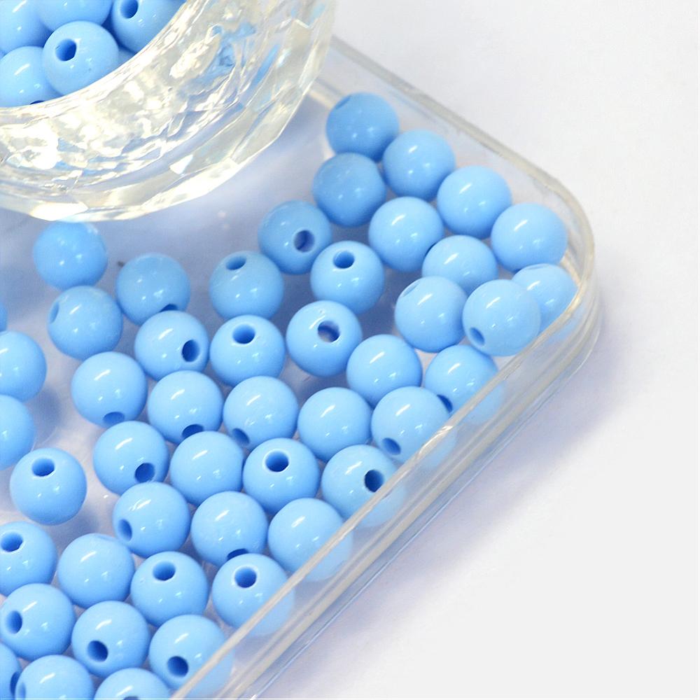 6mm Light Blue Opaque (100) - Round Acrylic Beads