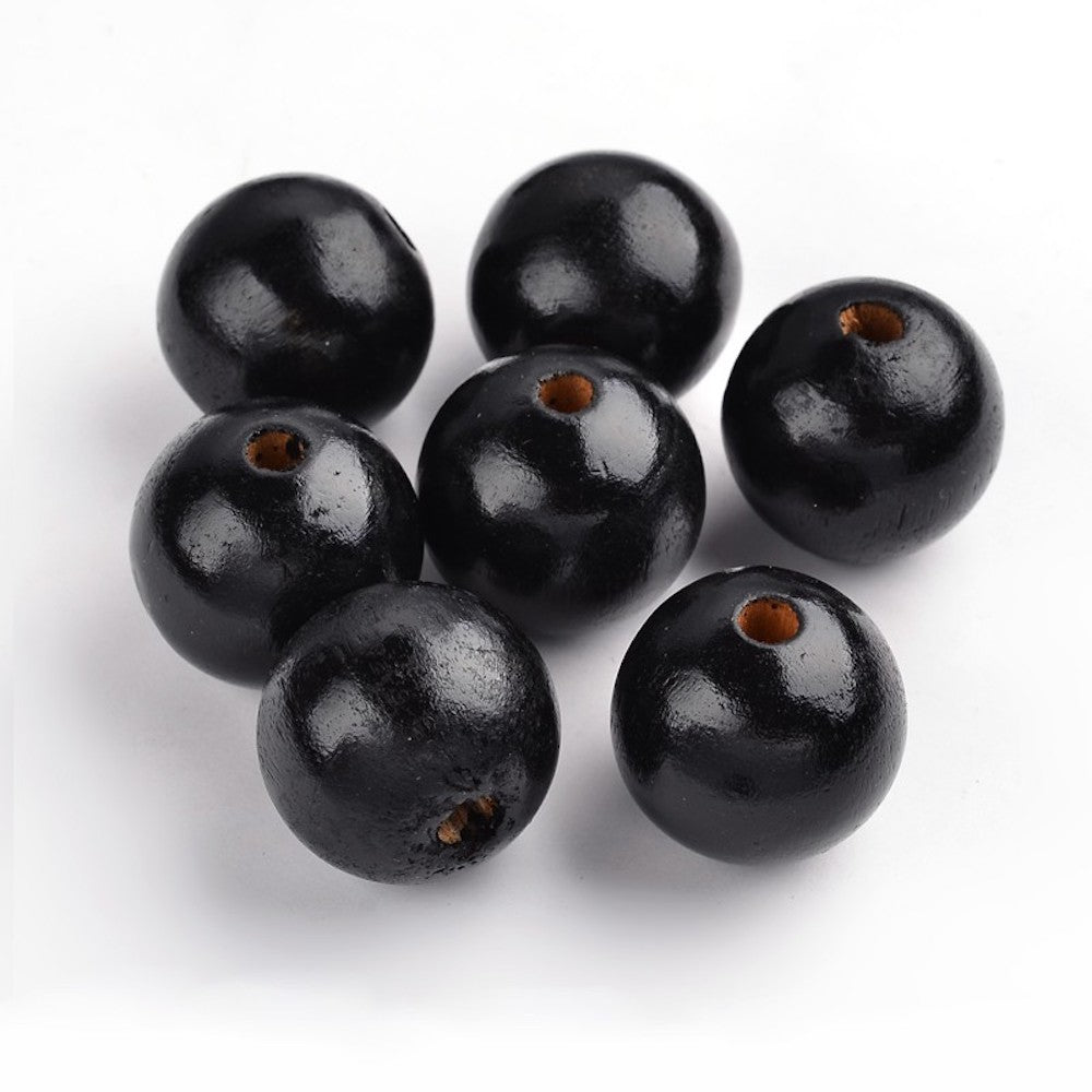 30mm Black Wood Bead w. 5mm Hole (25)