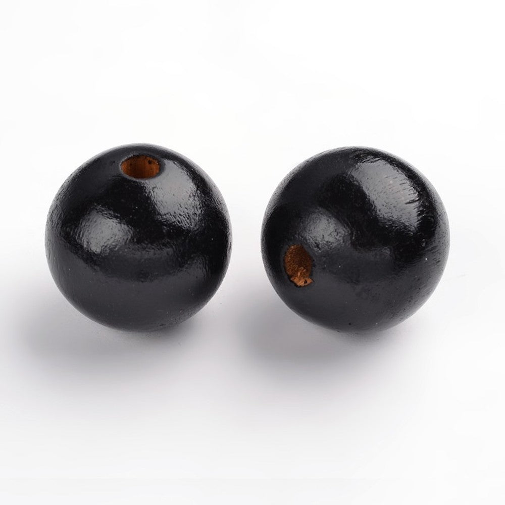 30mm Black Wood Bead w. 5mm Hole (25)