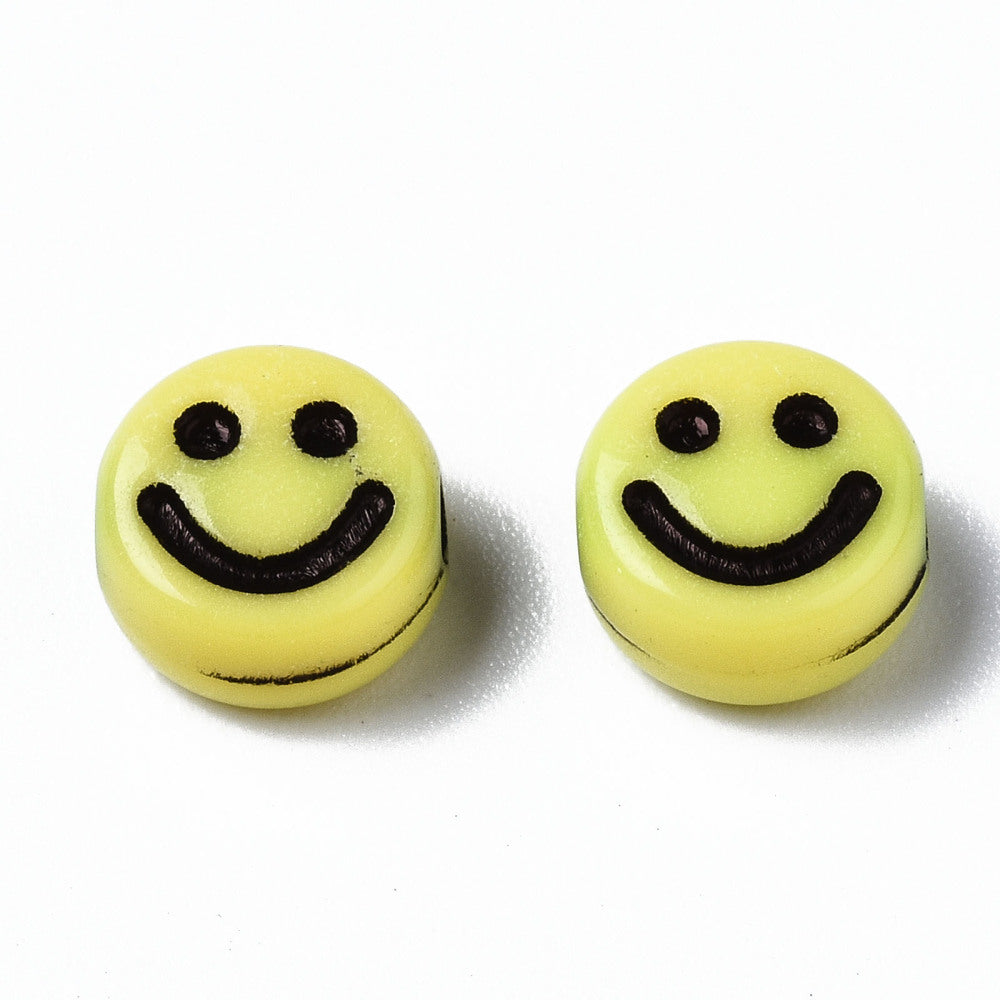 Smiley Beads - Yellow/Black (100) - Bead Shack