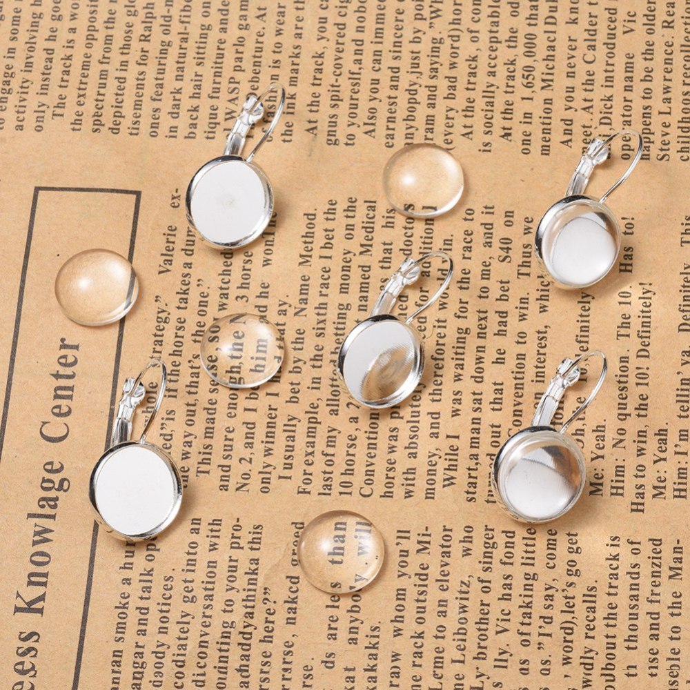 Ear Wires w. Glass Dome (2) - Silver