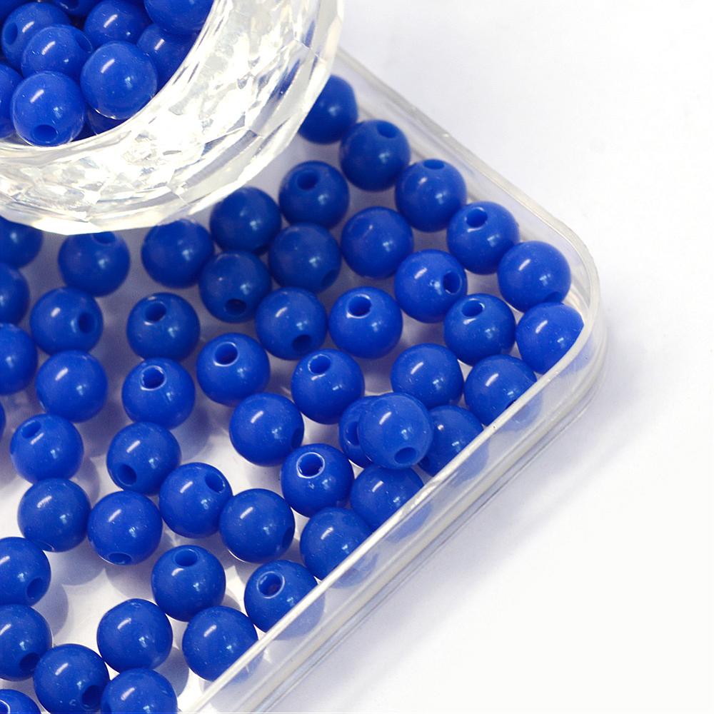 6mm Blue Opaque (100) - Round Acrylic Beads