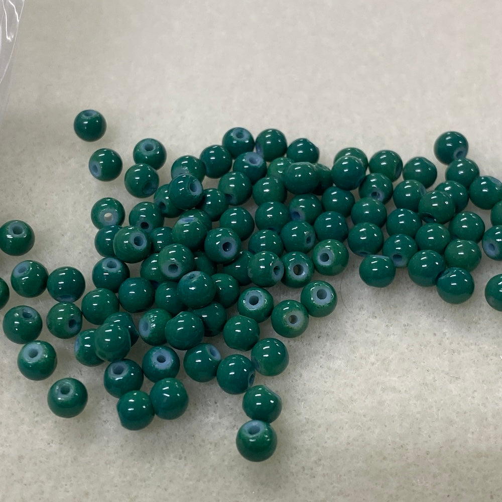 4mm (215) - Teal Green Opaque - Round Glass Bead