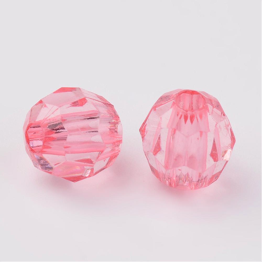 8mm Faceted Beads (100) - Pink