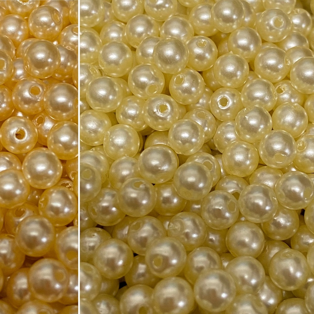 5mm Round (100) - White - Vintage Acrylic Pearls