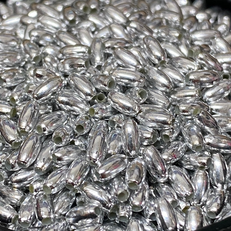 5x2.5mm Rice Beads (500) - Silver - Acrylic