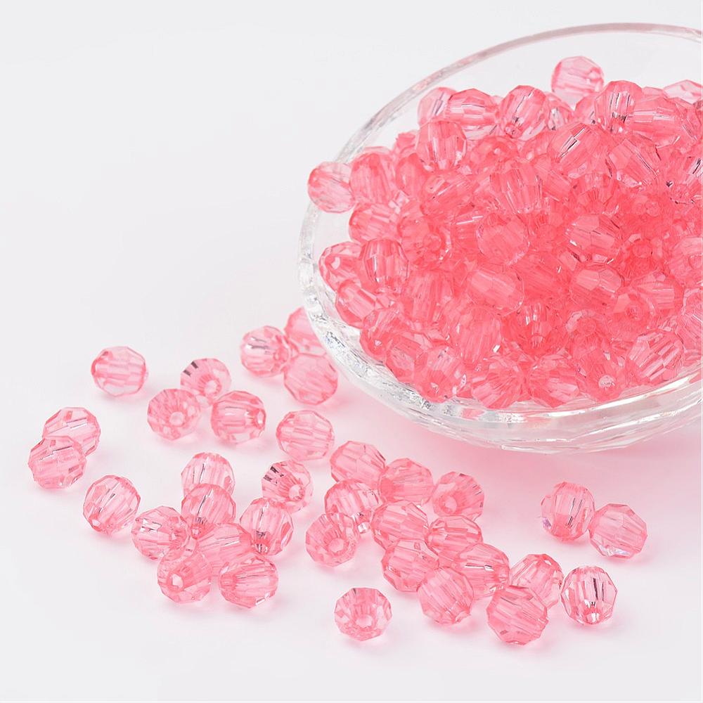 8mm Faceted Beads (100) - Pink